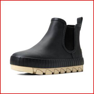 Waterproof Chelsea Rain Boots with Fleece Lining, Platform Construction